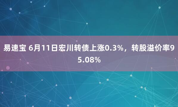 易速宝 6月11日宏川转债上涨0.3%,转股溢价率95.08%